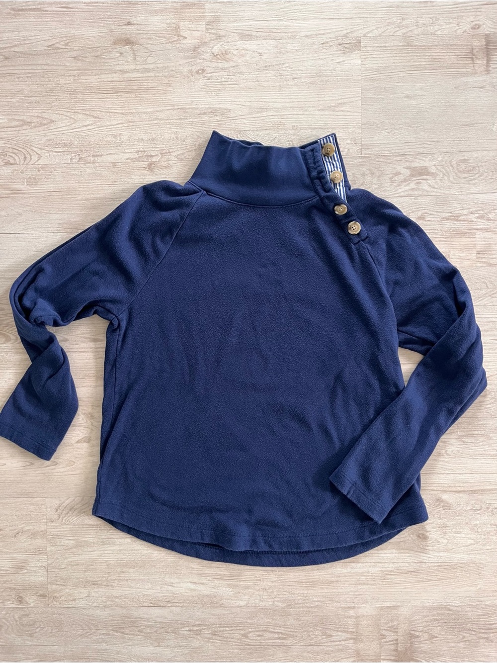 J. Crew Navy Blue Button-Shoulder Pullover Sweater